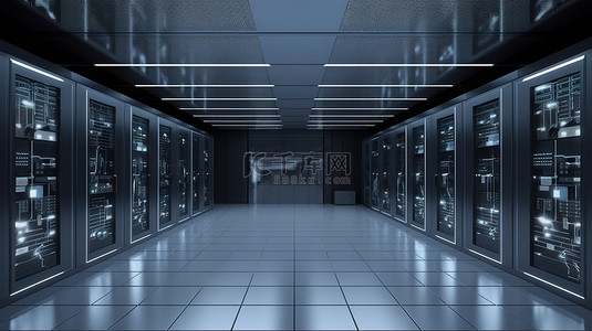 科技数据库背景图片_高科技服务器机房的 3d 渲染