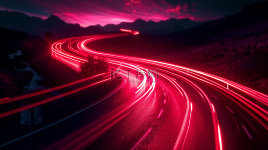 夜晚路上背景图片_夜晚山路上红色灯光线条流线纹理的背景10