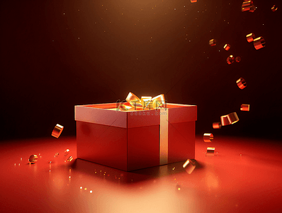 浪漫送礼背景图片_红色礼盒碎片漂浮节礼日广告背景