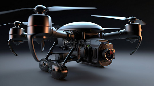 相机佳能相机镜头背景图片_3D渲染中配备间谍相机的四轴飞行器