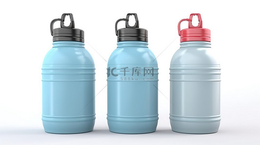 农民工图标背景图片_3D 渲染中的运动水瓶图标设置非常适合具有独立白色背景的锻炼