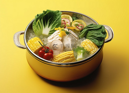 火辣椒背景图片_一个碗，里面装满了蔬菜和食物