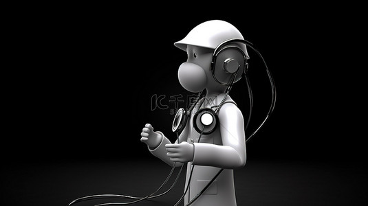 拿着听诊器的 3d 医生关注病人的心跳