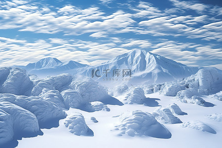 暴雪雪山背景图片_蓝天下的一些雪山