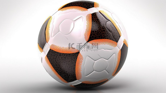 干净的白色背景上充满活力的 3D 渲染足球插图