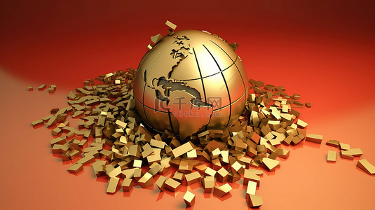 全球经济衰退金融危机影响的 3D 说明