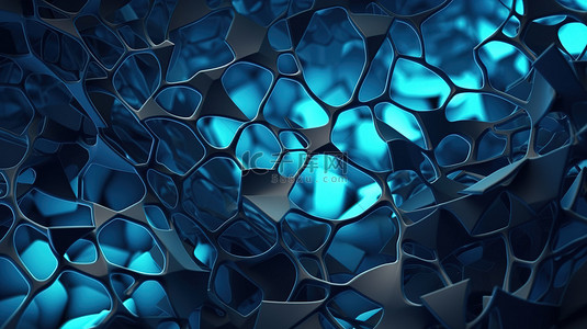 科技感蓝色背景背景图片_未来设计中的 voronoi 图案 3d 渲染