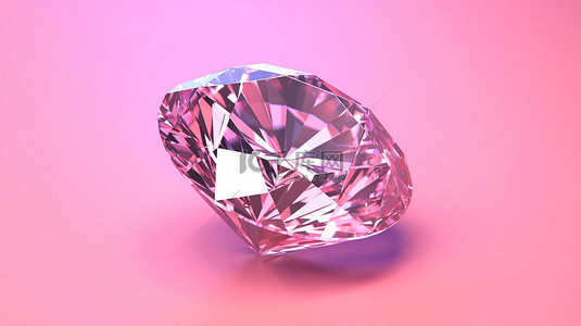 珠宝蓝色背景图片_粉红色背景上钻石的 3d 渲染
