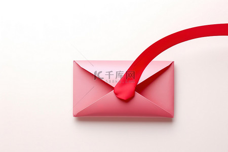 科技互联网背景图片_红丝带上的电子邮件箭头符号