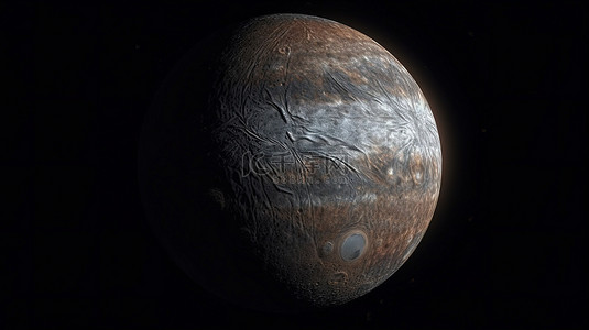 Ganymede 令人惊叹的 3d 渲染，它是木星的卫星之一，距太阳的第五颗行星