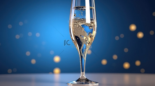 新年晚会背景背景图片_起泡香槟长笛的 3d 渲染