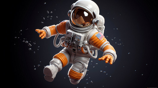 太空探索背景图片_俏皮的 3D 太空探索者角色