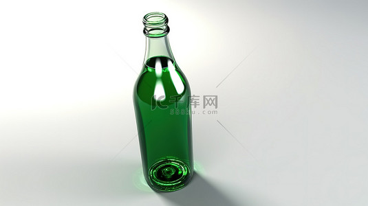 绿色背景啤酒背景图片_带有绿色啤酒瓶的白色背景的 3D 渲染