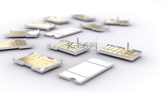 社会保障卡背景图片_SIM 卡保护的孤立白色概念 3D 渲染