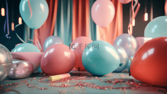 气球彩带派对背景