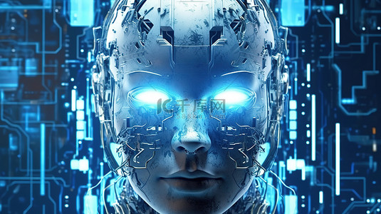 未来派全息图新机器人抽象 3d 渲染