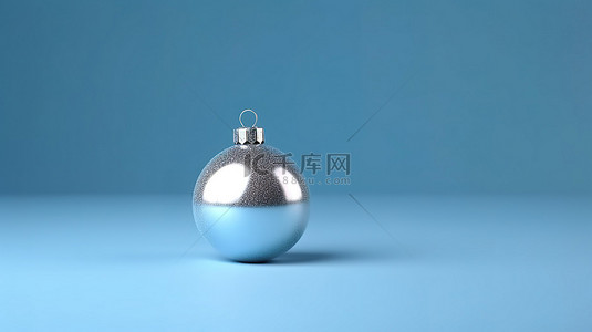 节日圆形背景图片_蓝色背景上的 3D 圣诞球渲染非常适合贺卡横幅和节日庆典