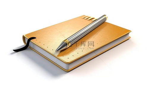 商业企划书背景图片_用铅笔对白色背景个人日记或组织书进行 3D 渲染