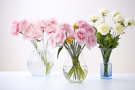 透明玻璃花瓶，带插花，适合卧室布置