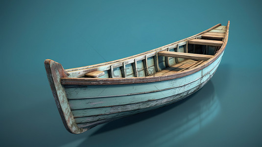 航海帆船背景图片_孤立的蓝色背景 3d 渲染的古董划艇