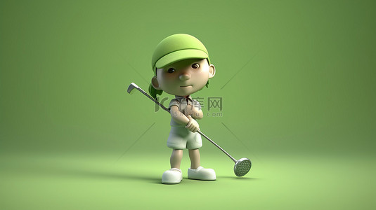 一个快乐的高尔夫球手的 3d 插图