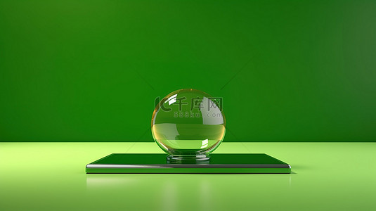 阳光亲吻的玻璃背景，用于产品展示与郁郁葱葱的绿色植物 3D 渲染
