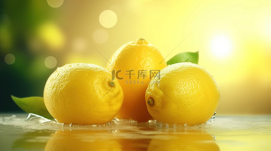 酒杯顶部背景图片_清爽柠檬汁的 3d 渲染