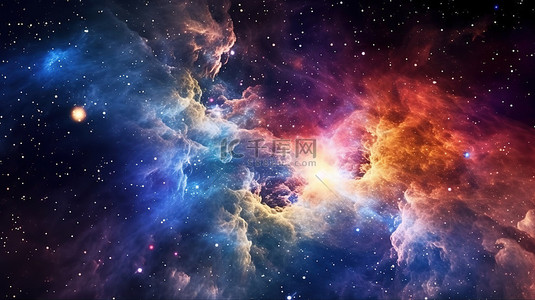 银河星云背景图片_充满活力的宇宙快照，以 3D 形式描绘的多彩星云