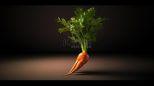 营养胡萝卜植物的 3D 建模插图，用于健康饮食概念