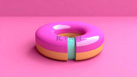 粉红色背景下甜甜圈图的 3D 渲染