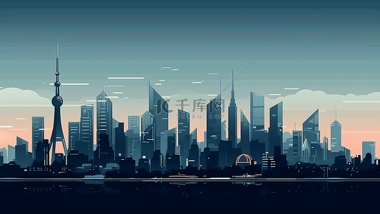 城市高楼天际线插画