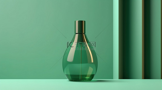 化妆品滴管瓶子背景图片_时尚的滴管瓶护肤模型在 3D 渲染中显示在当代绿色抽象背景下