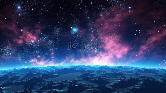 天空星星背景图片_发光的夜空银河系及其以外的 3D 插图