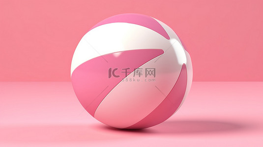 逃生演习背景图片_夏季逃生 玫瑰色背景上粉色和白色沙滩球的充满活力的 3D 插图