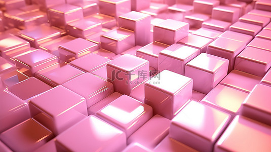 甜美闪亮的粉红色几何背景的 3D 插图