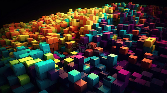 几何科技浅色背景图片_3d 渲染中的抽象立方体