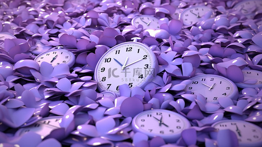 3d钟表背景图片_淡紫色钟表的 3d 渲染