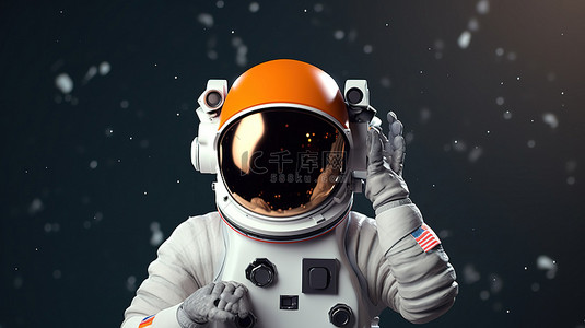 宇航器背景图片_头部带有问号的宇航员的 3D 插图设计