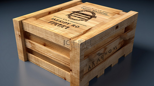 希腊制造的木制出口箱的 3D 插图