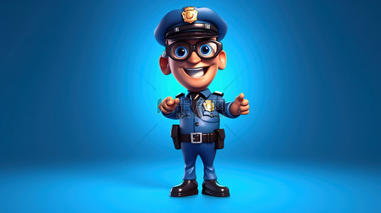 一名警察的搞笑 3D 卡通插图