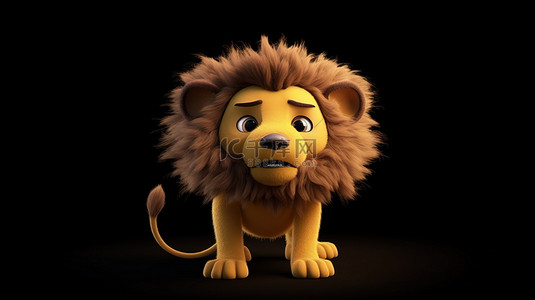 丛林动物背景图片_有趣的狮子在 3d 渲染