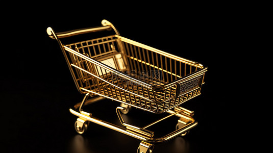手机购物支付背景图片_智能手机在 3D 渲染中装饰金色购物车