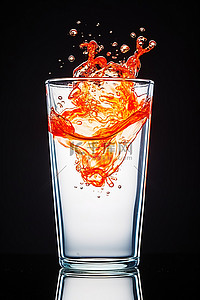 玻璃杯中的橙色和斑点水