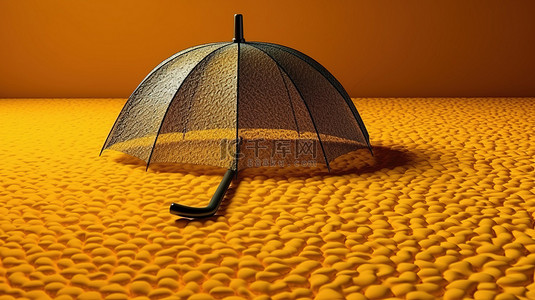 黄色浮出水面的 3d 雨伞和地毯