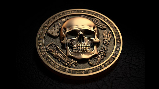 骷髅会徽装饰 3d 奖牌硬币