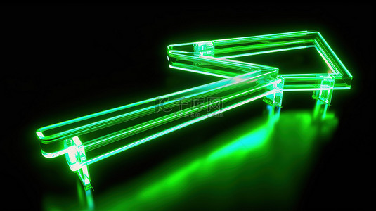 代表积极进步和增长的绿色霓虹箭头的 3D 渲染