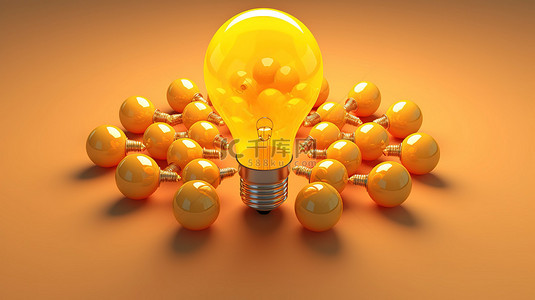 信念和行动背景图片_照亮领导力的 3D 渲染灯泡在行动