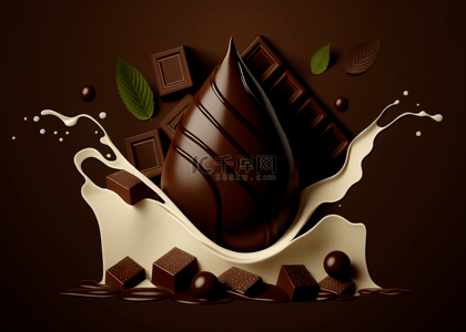 巧克力牛奶写实背景