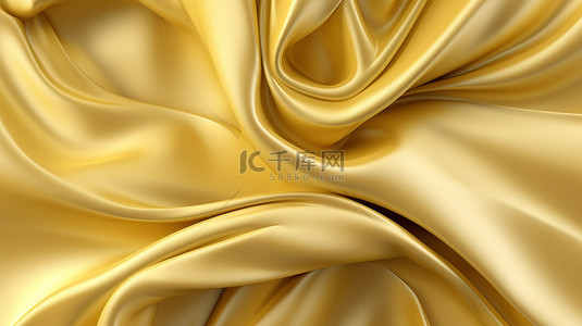 运动中豪华金色棉织物的更高流动性抽象 3D 渲染