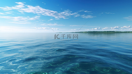 3d 渲染中的蓝色海水视图